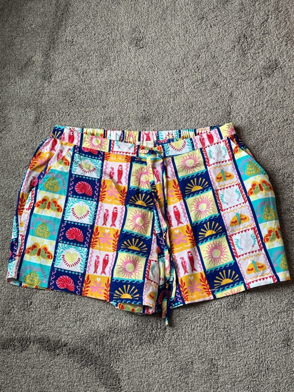 Cynthia Rowley Printed Pajama Set SIZE L Colorful Button Down Top & Shorts - Picture 6 of 10